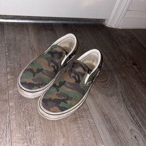 Vans Green Camouflage Slip-On Sneakers